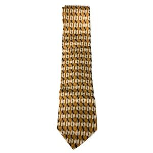 Sabatini Handmade In Italy All Silk Geometric‎ Neck Tie Black Gold & White